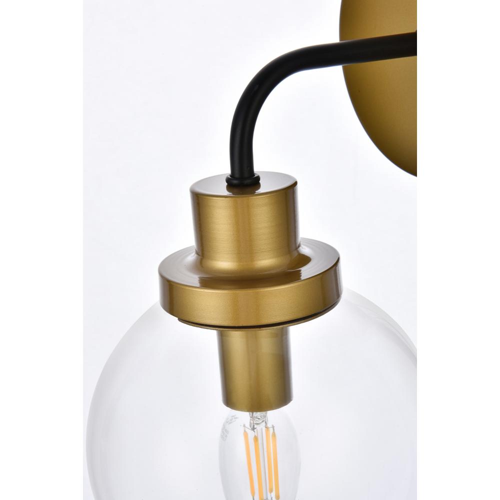 Hanson 1 light bath sconce in black with brass with clear shade. Picture 4