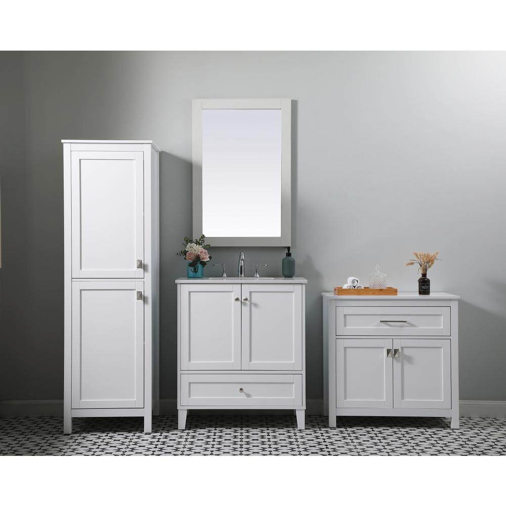 30 Inch Wide Bathroom Storage Freestanding Cabinet In White. Picture 10