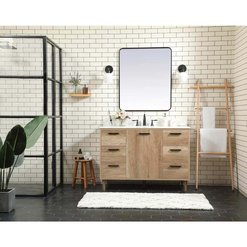 48 inch Single bathroom vanity in natural oak with backsplash. Picture 4
