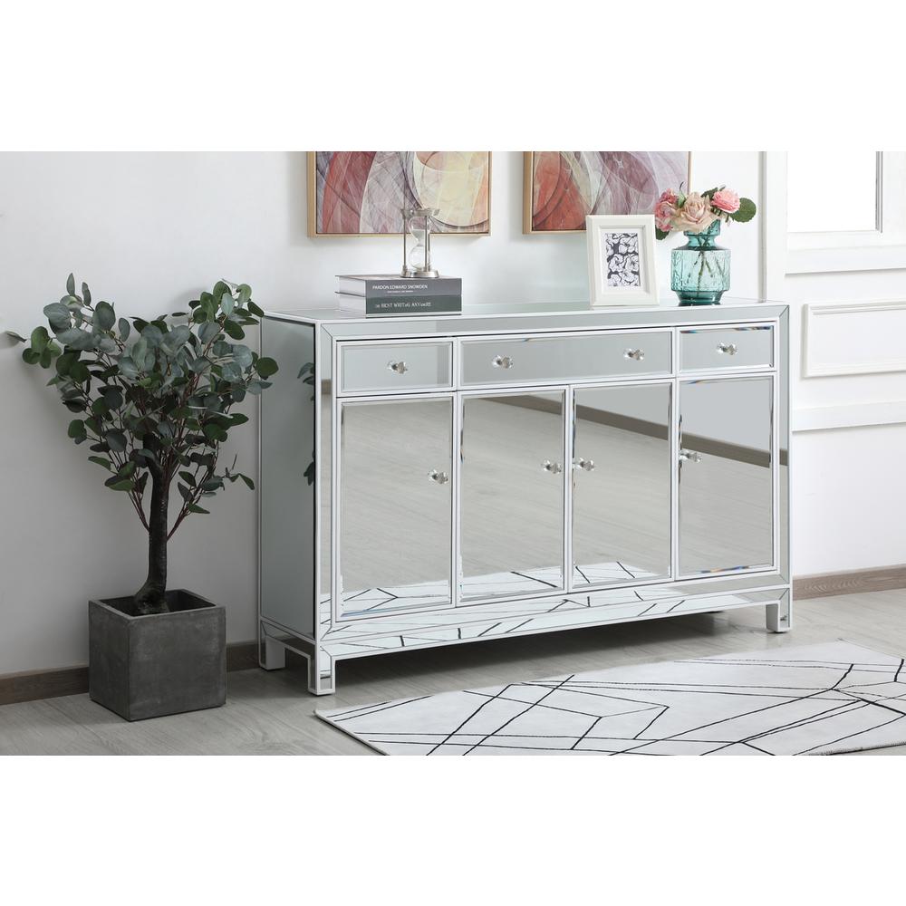 56 inch mirrored credenza in white. Picture 2