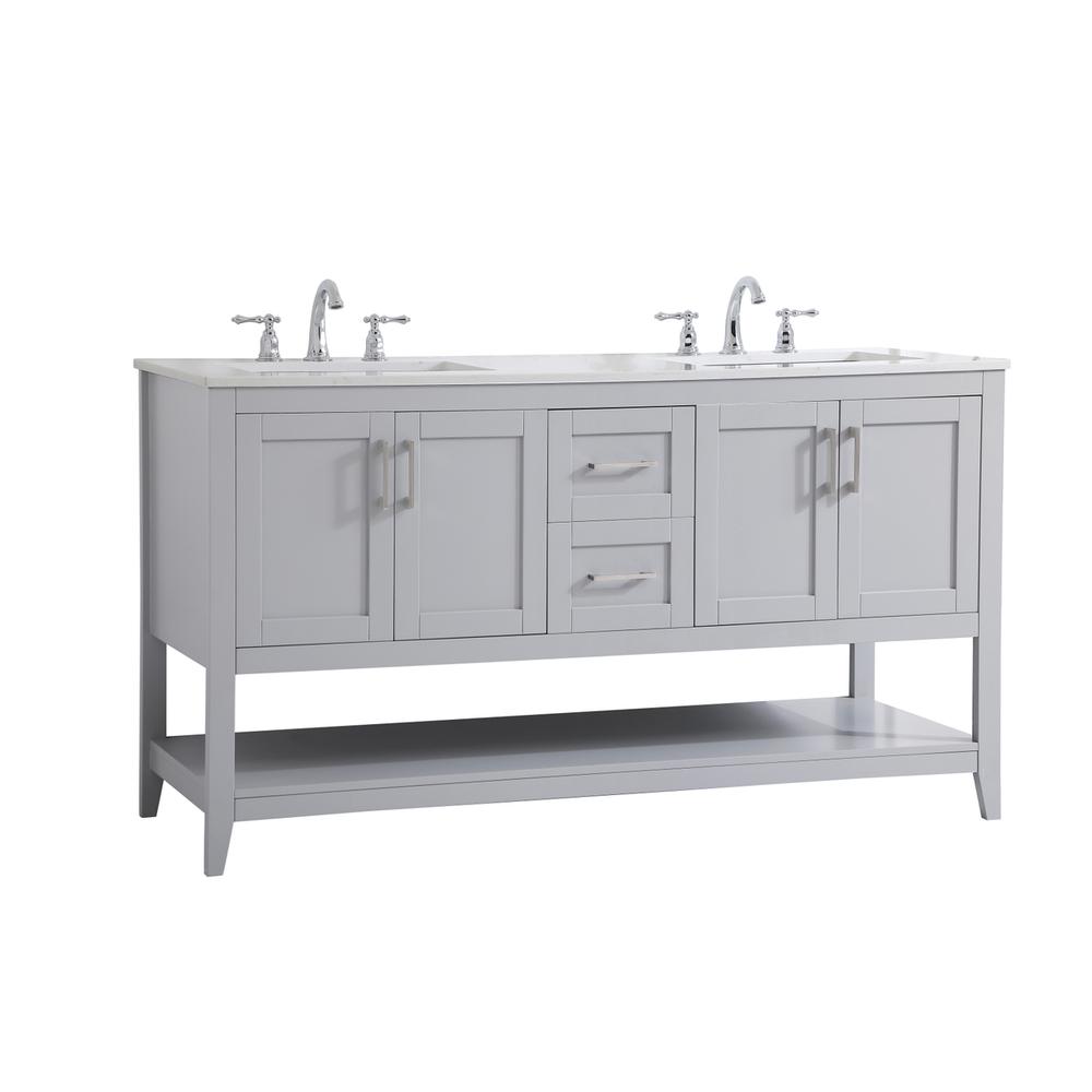 60 inch Double Bathroom Vanity in Grey. Picture 6