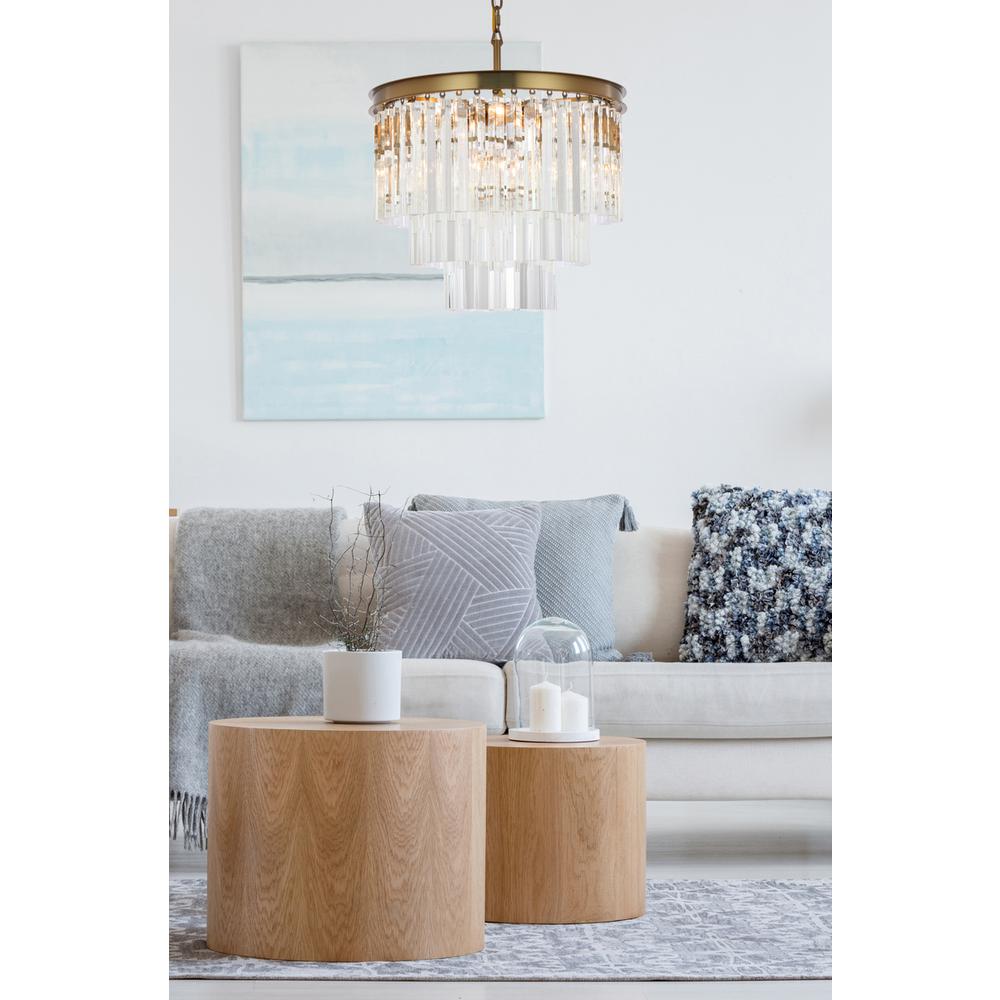 Sydney 20 inch round crystal chandelier in satin gold. Picture 8