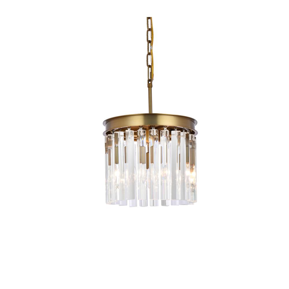 Sydney 12 inch round crystal pendant in satin gold. Picture 2