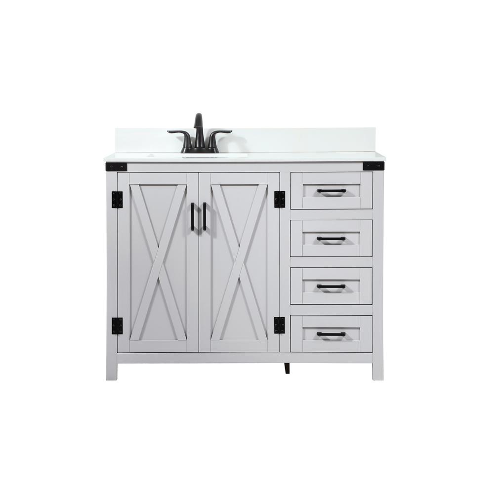 42 inch Single bathroom vanity in grey with backsplash. Picture 1