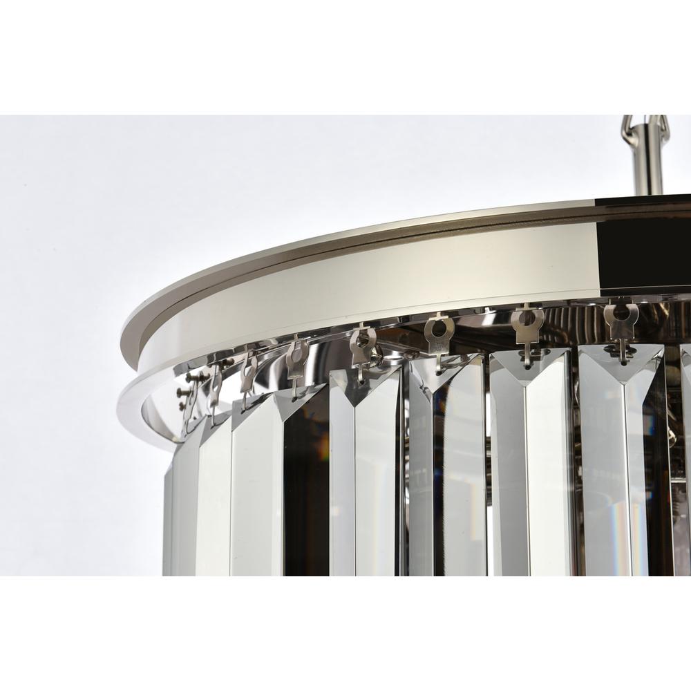Sydney 6 light polished nickel Pendant Silver Shade (Grey) Royal Cut Crystal. Picture 4