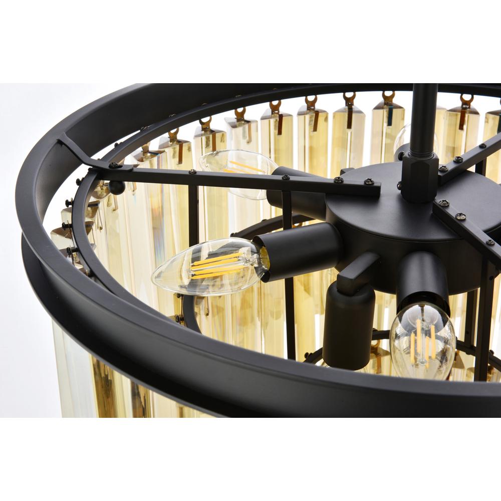 Sydney 9 light Matte Black Chandelier Golden Teak (Smoky) Royal Cut Crystal. Picture 4