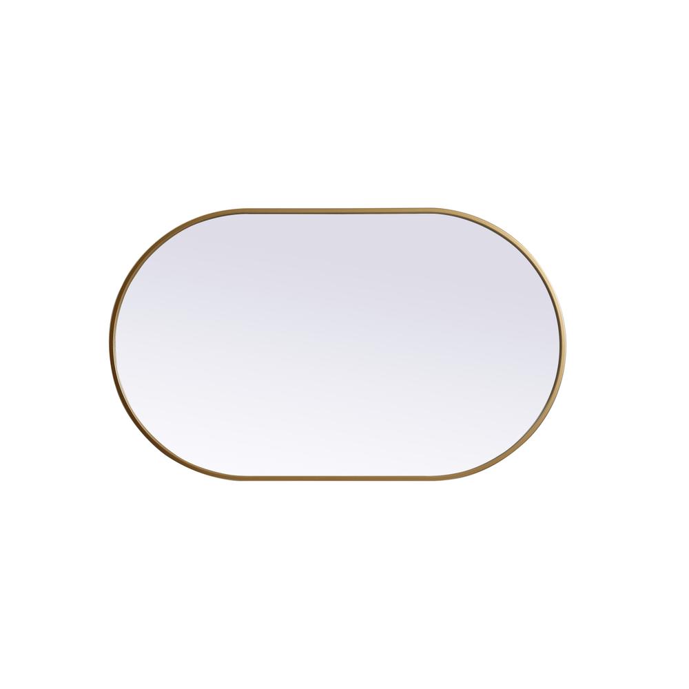 Metal Frame Oval Mirror 24x40 Inch in Brass. Picture 8