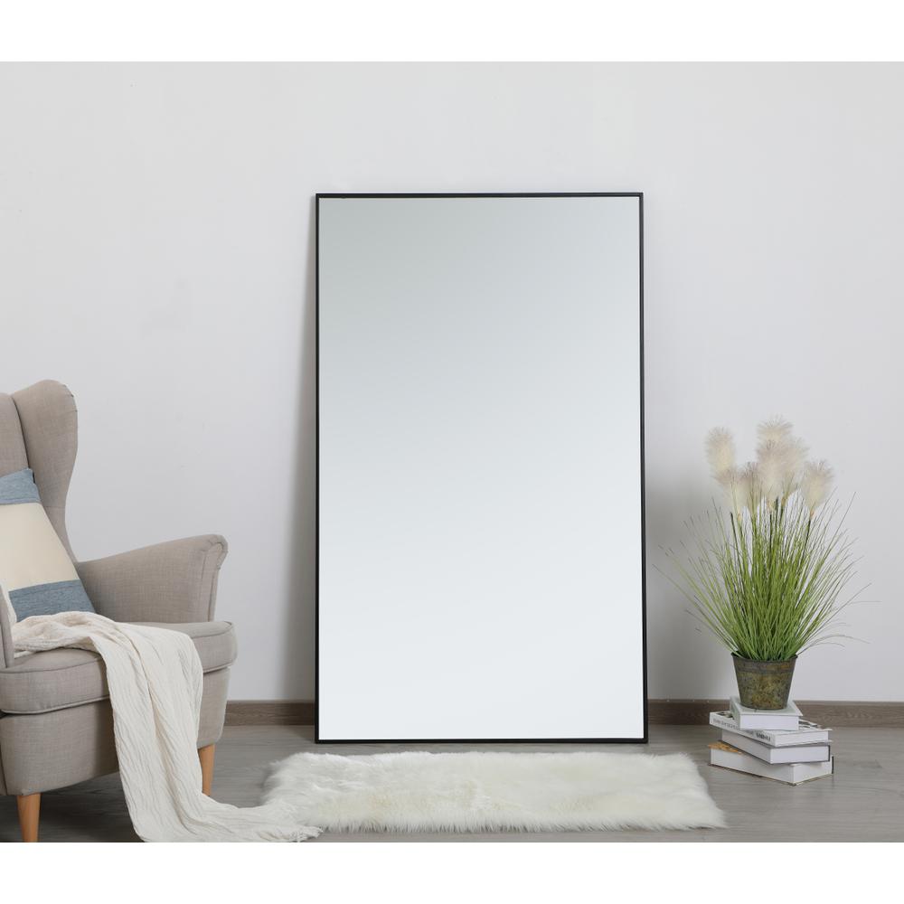 Metal frame rectangle mirror 36 inch in Black. Picture 12