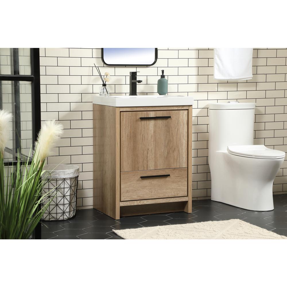 24 inch Single bathroom vanity in natural oak. Picture 2