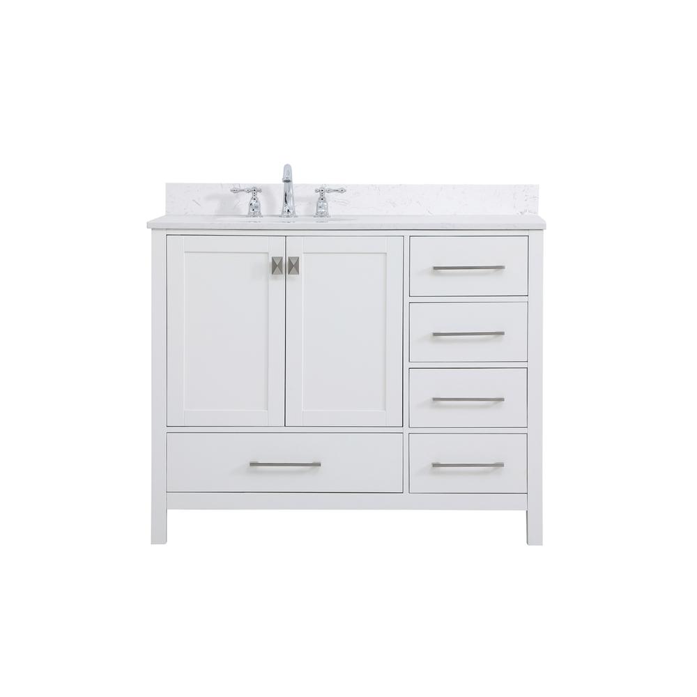 42 inch Single Bathroom Vanity in White with Backsplash. Picture 1