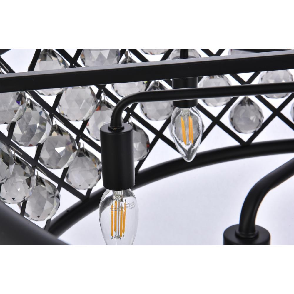 Madison 8 light Matte Black Chandelier Silver Shade (Grey) Royal Cut Crystal. Picture 4