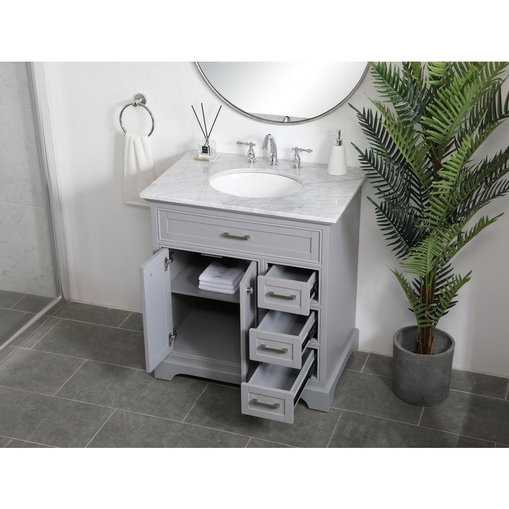 32 inch Single bathroom vanity in grey. Picture 3