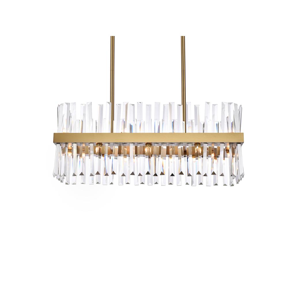Serephina 30 inch crystal rectangle chandelier light in satin gold. Picture 2