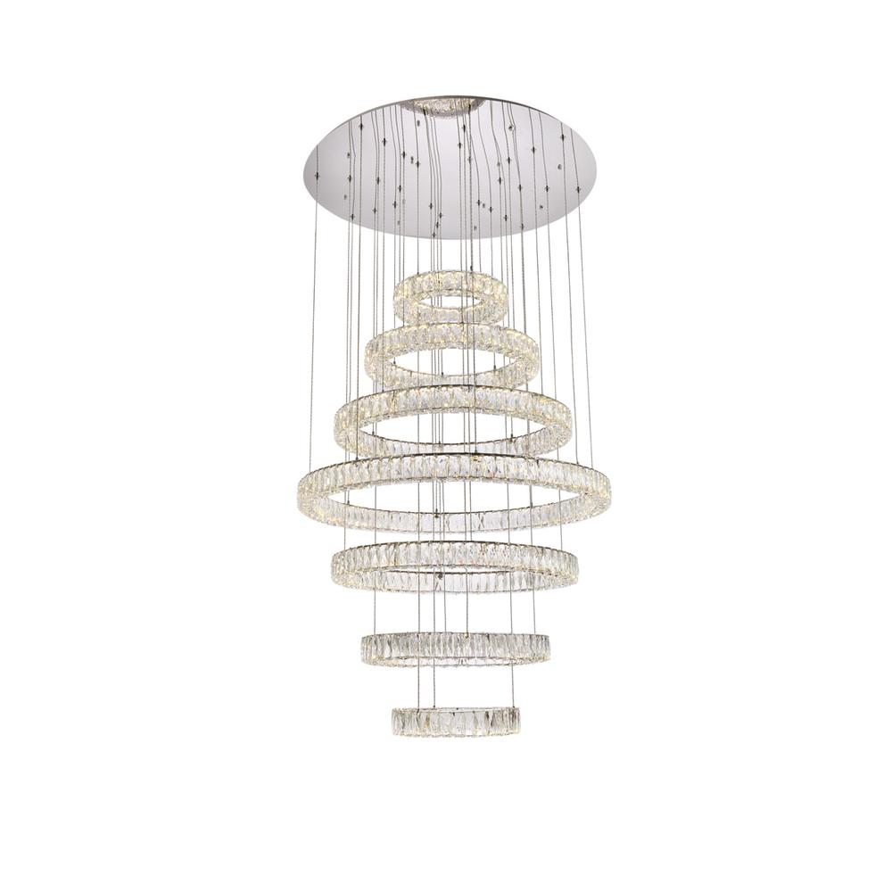 Monroe 40 inch LED seven ring chandelier in chrome. Picture 1