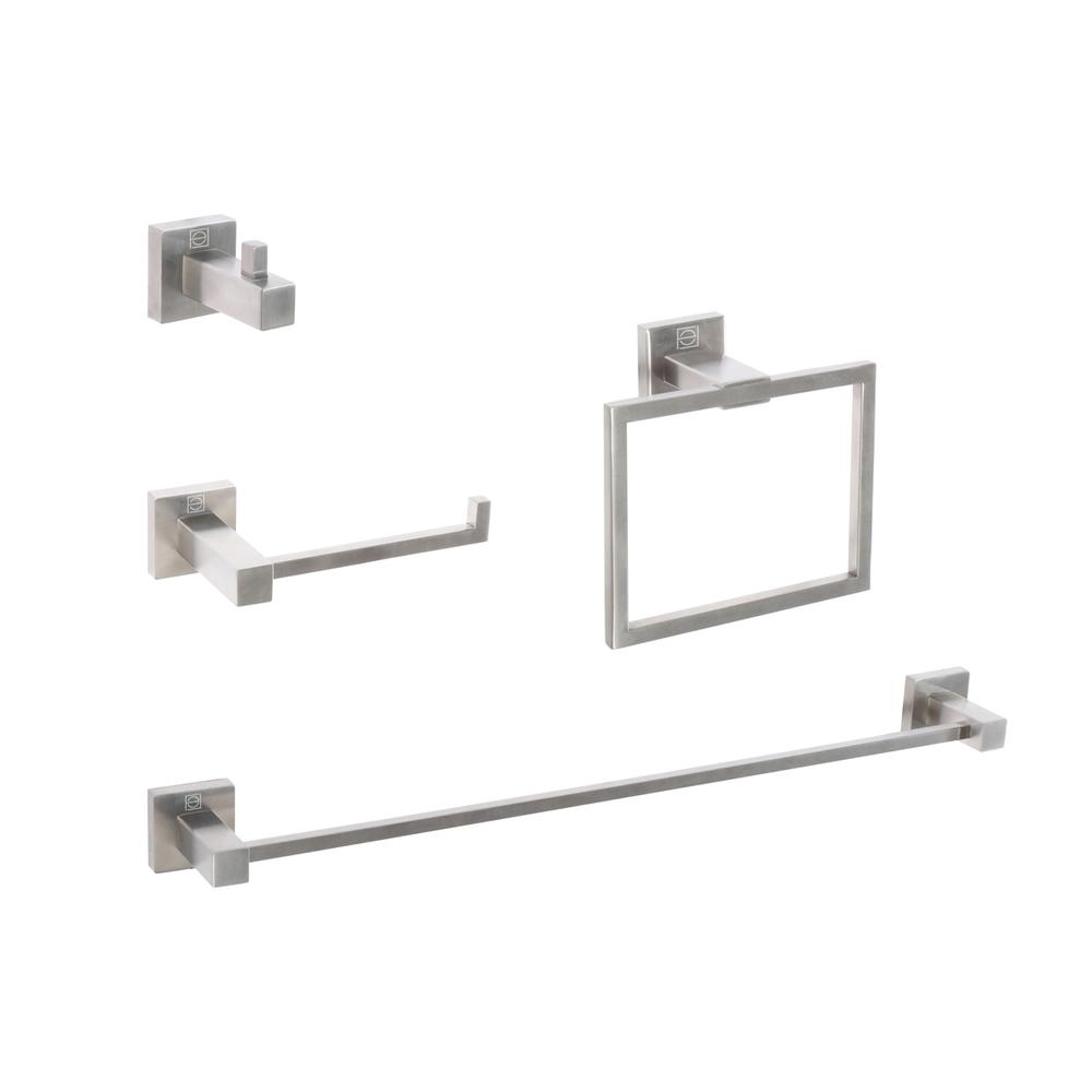 Isla 4-Piece Bathroom Hardware Set in Brushed Nickel. Picture 1