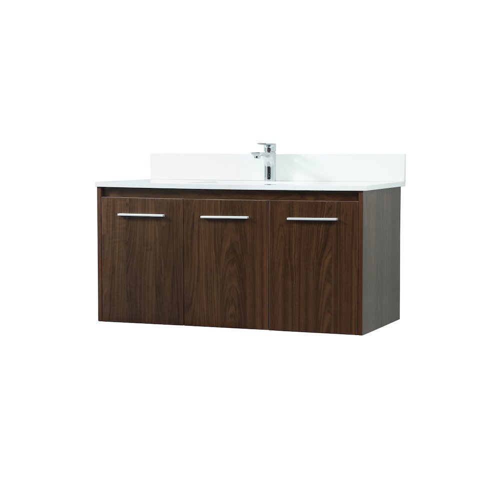 40 Inch Single Bathroom Vanity In Walnut With Backsplash. Picture 8