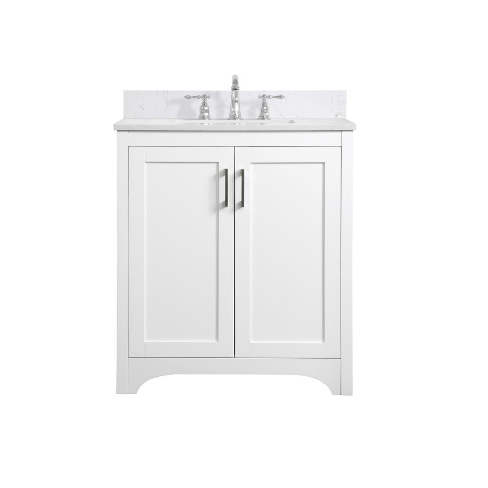 30 inch Single Bathroom Vanity in White with Backsplash. Picture 1