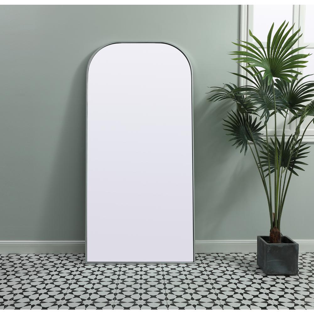 Metal Frame Arch Full Length Mirror 32x66 Inch in Silver. Picture 8