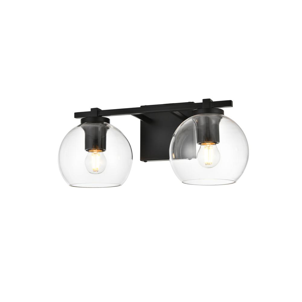 Juelz 2 light Black and Clear Bath Sconce. Picture 2