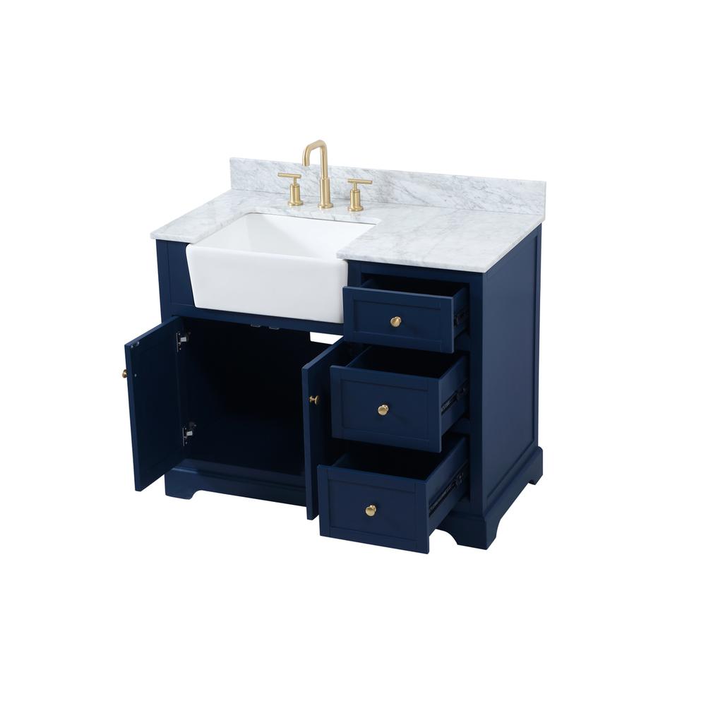 42 inch Single bathroom vanity in blue with backsplash. Picture 9