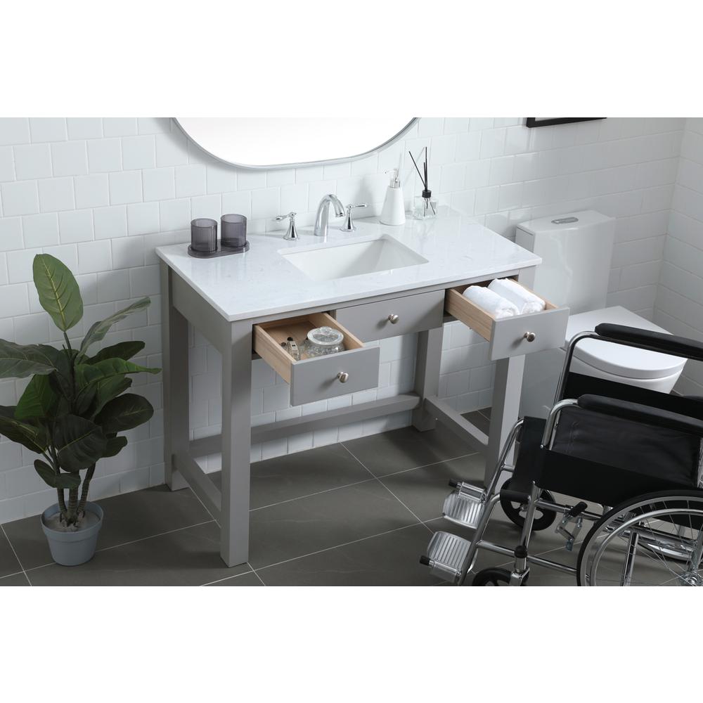 42 Inch ADA Compliant Bathroom Vanity In Grey. Picture 3