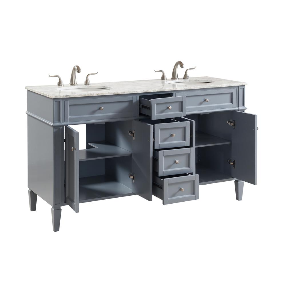 60 In. Double Bathroom Vanity Set In Grey. Picture 2