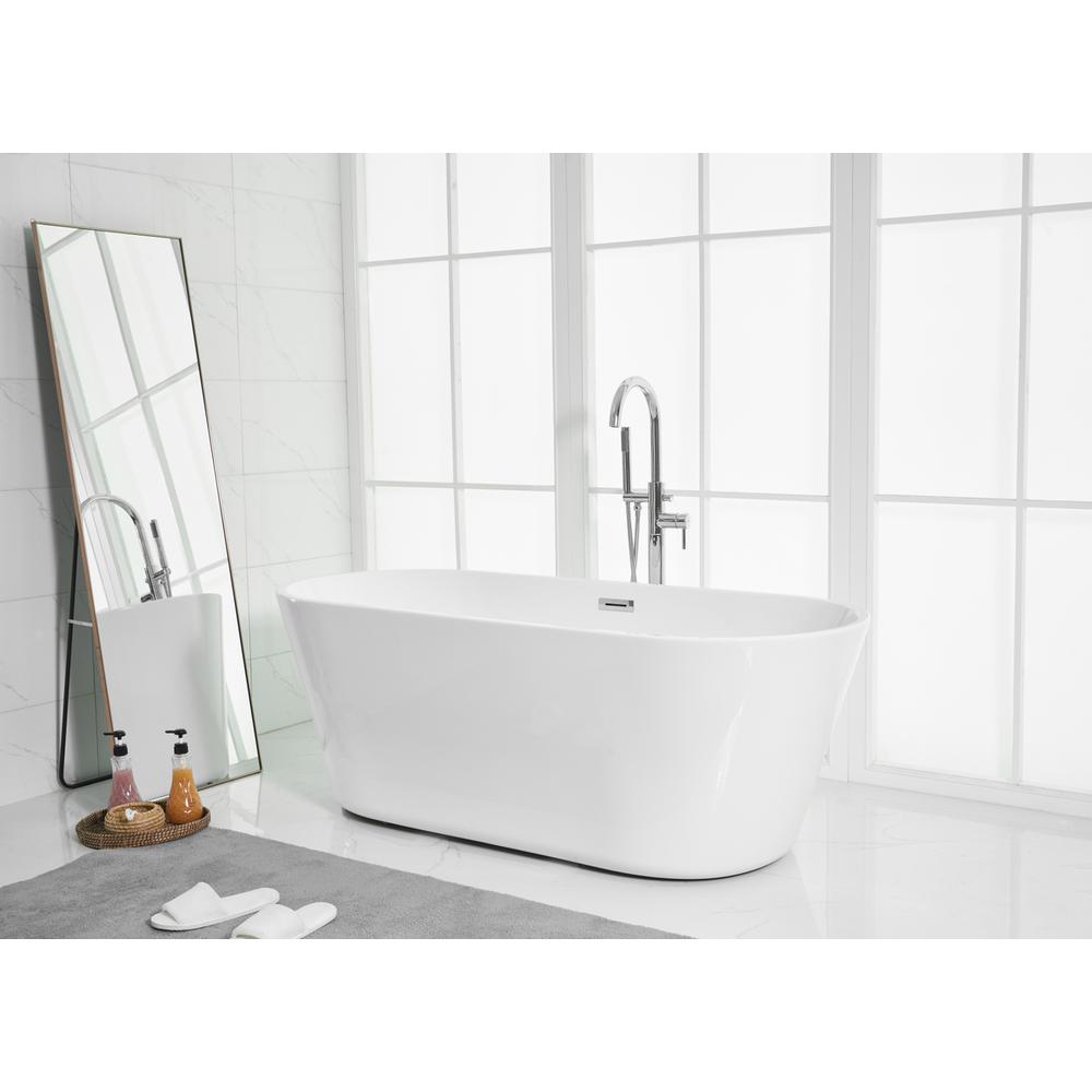 65 inch soaking roll top bathtub in glossy white. Picture 3