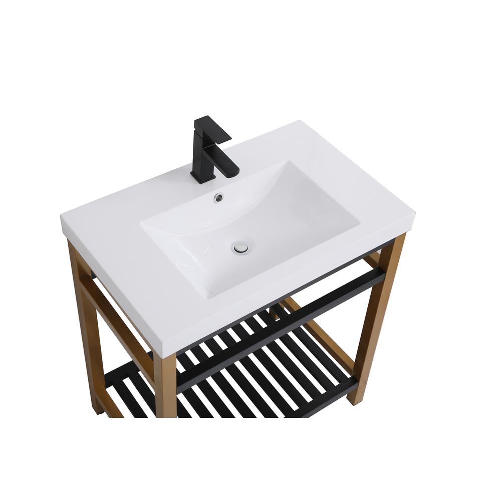 30 inch Single Bathroom Metal Vanity in Golden Black. Picture 8