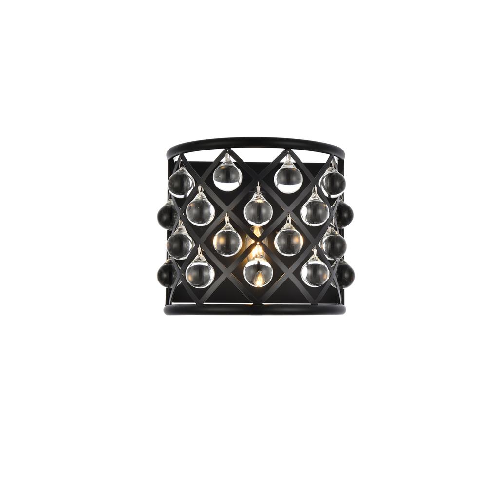 Madison 1 light Matte Black Wall Sconce Clear Royal Cut Crystal. Picture 1