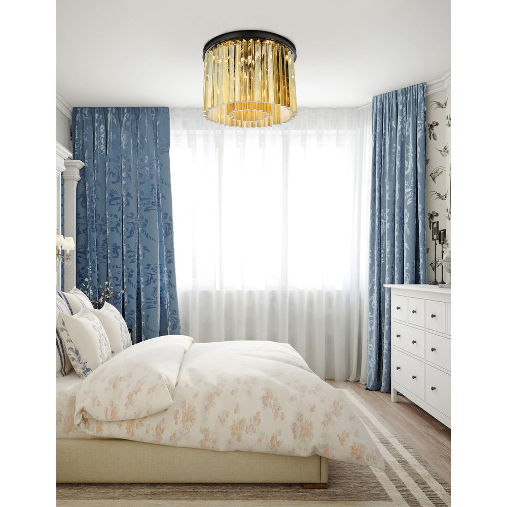 Sydney 6 light Matte Black Flush Mount Golden Teak (Smoky) Royal Cut Crystal. Picture 8