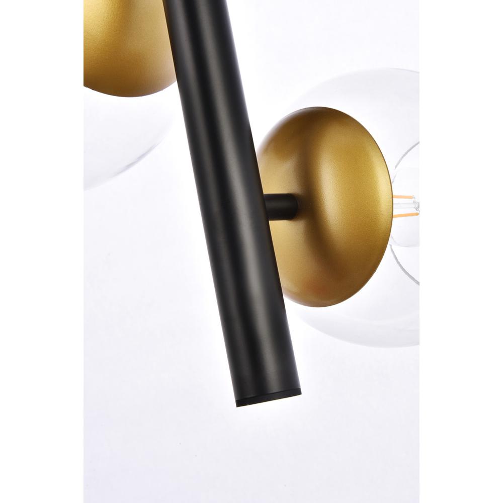 Wells 18 inch pendant in black and brass with clear shade. Picture 4