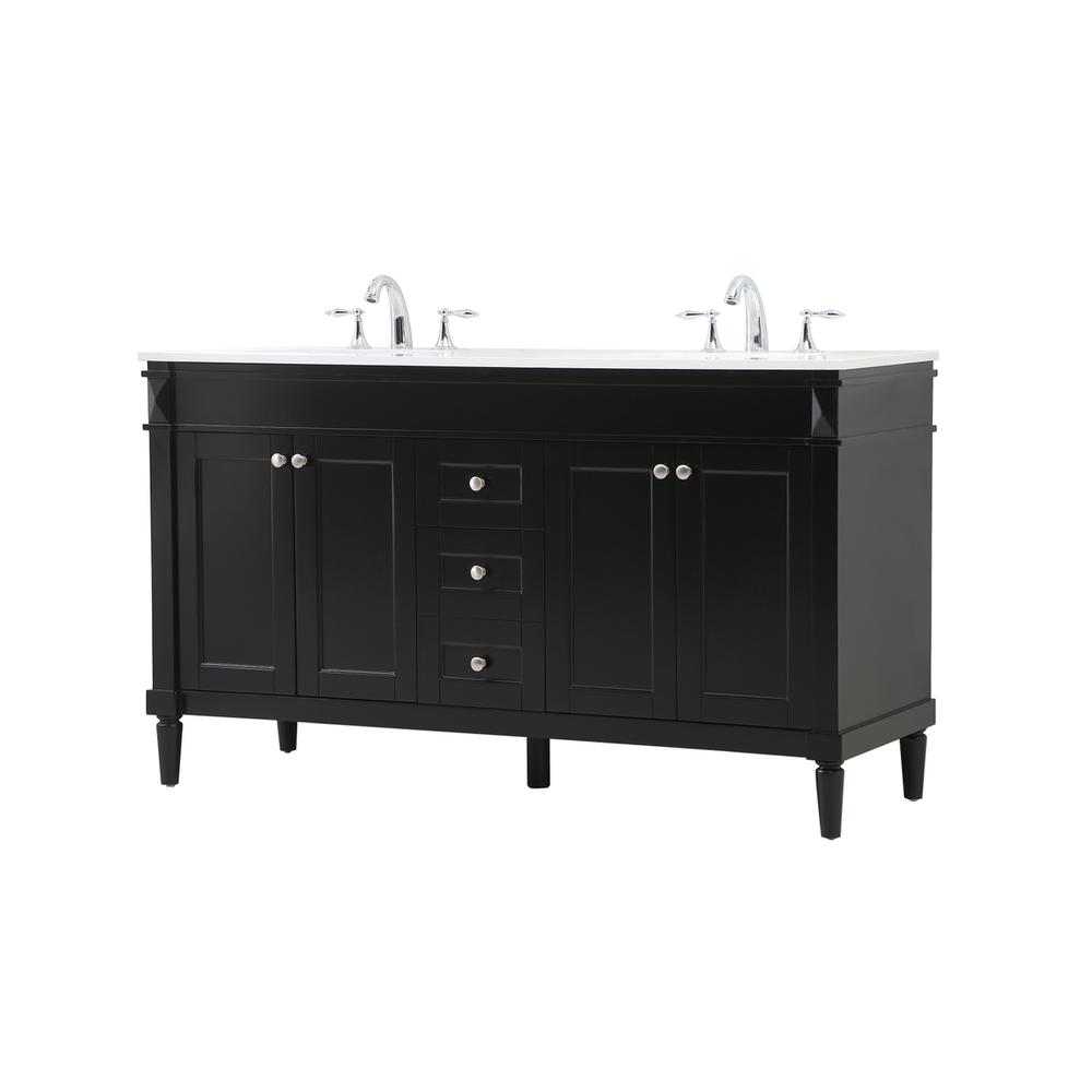 60 inch double bathroom vanity in black. Picture 7