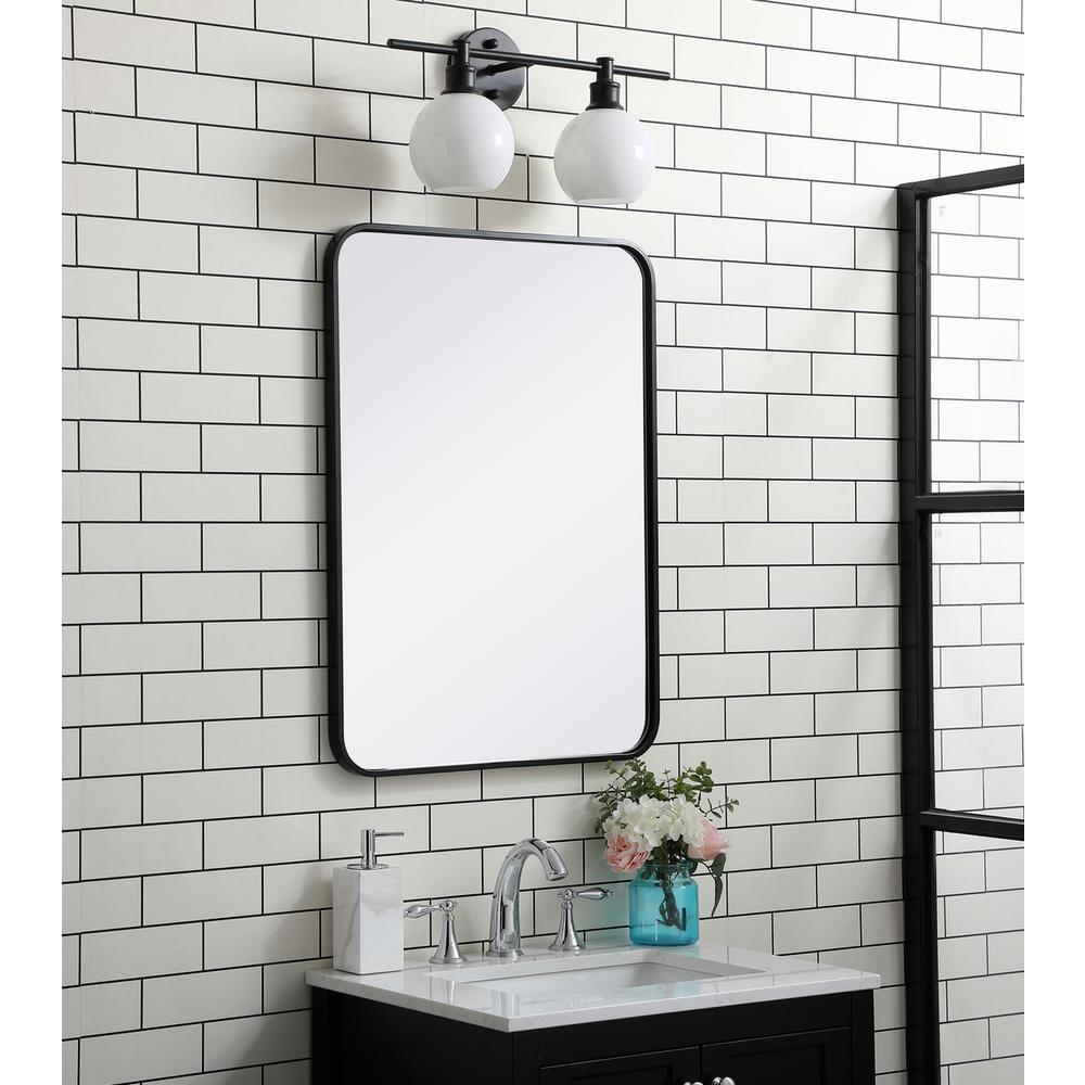 Soft corner metal rectangular mirror 22x30 inch in Black. Picture 2