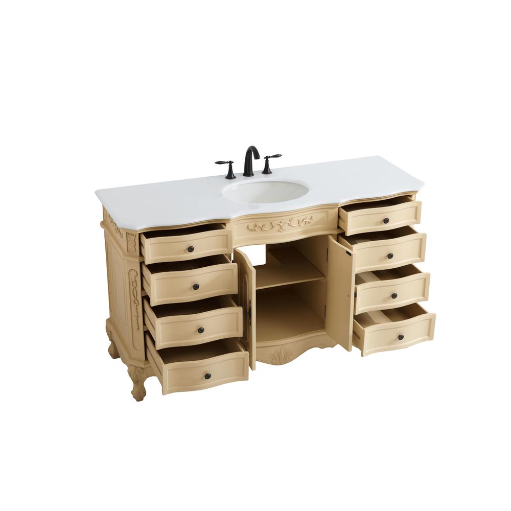 60 inch Single Bathroom vanity in Light Antique Beige. Picture 9