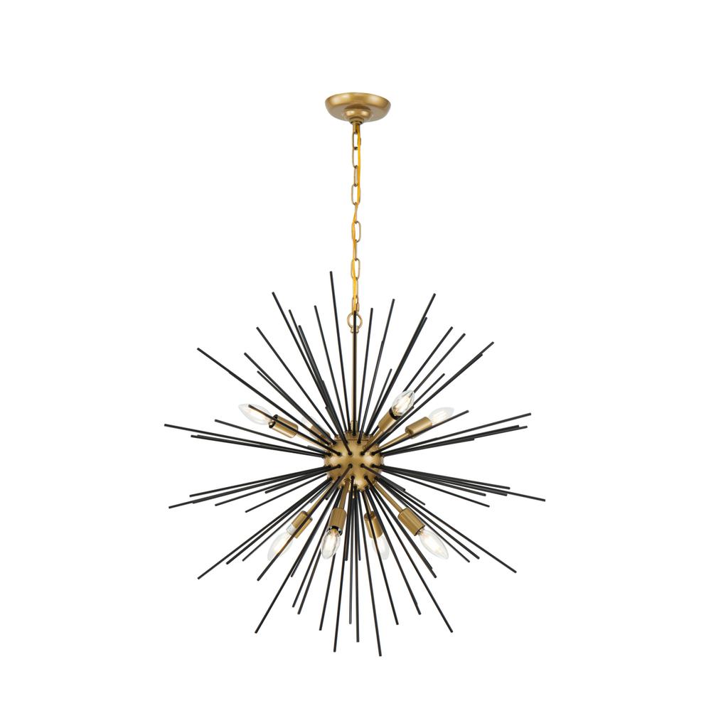 Timber 8 light Brass and Black pendant. Picture 7