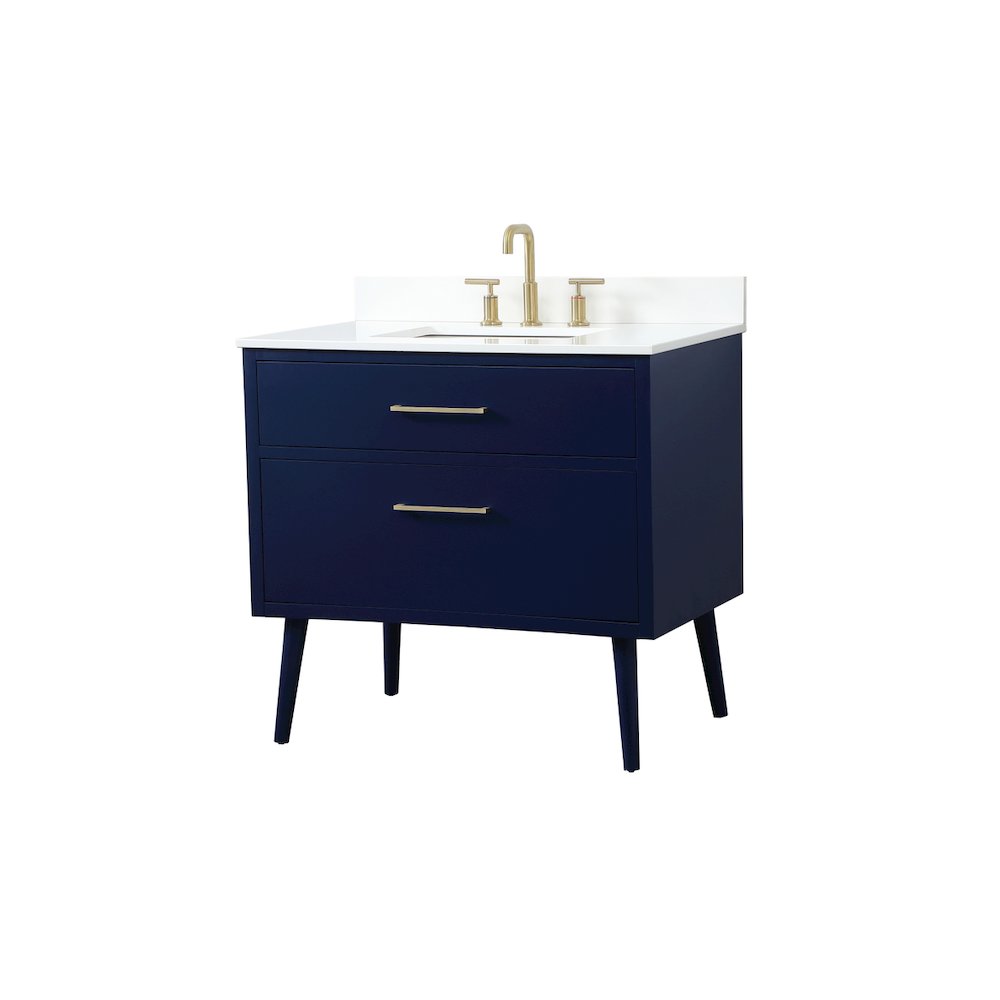 36 Inch Bathroom Vanity In Blue With Backsplash. Picture 8