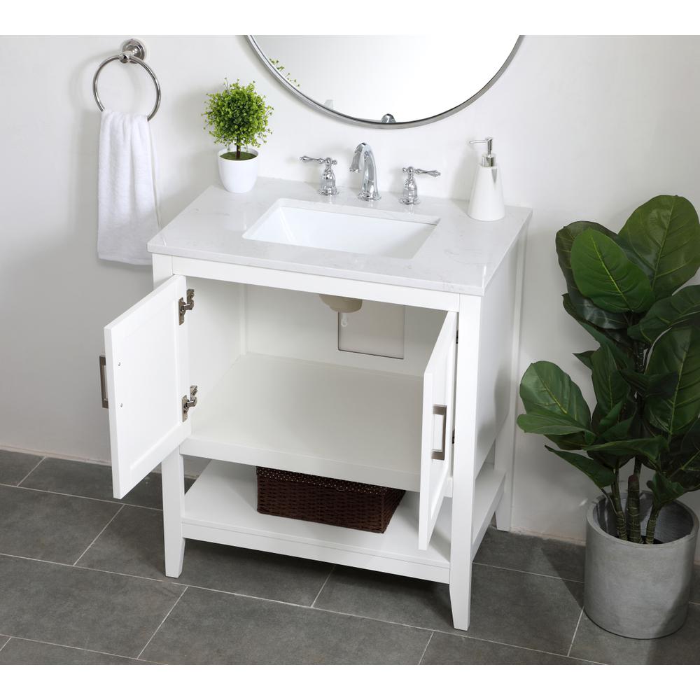 30 inch Single Bathroom Vanity in White. Picture 3