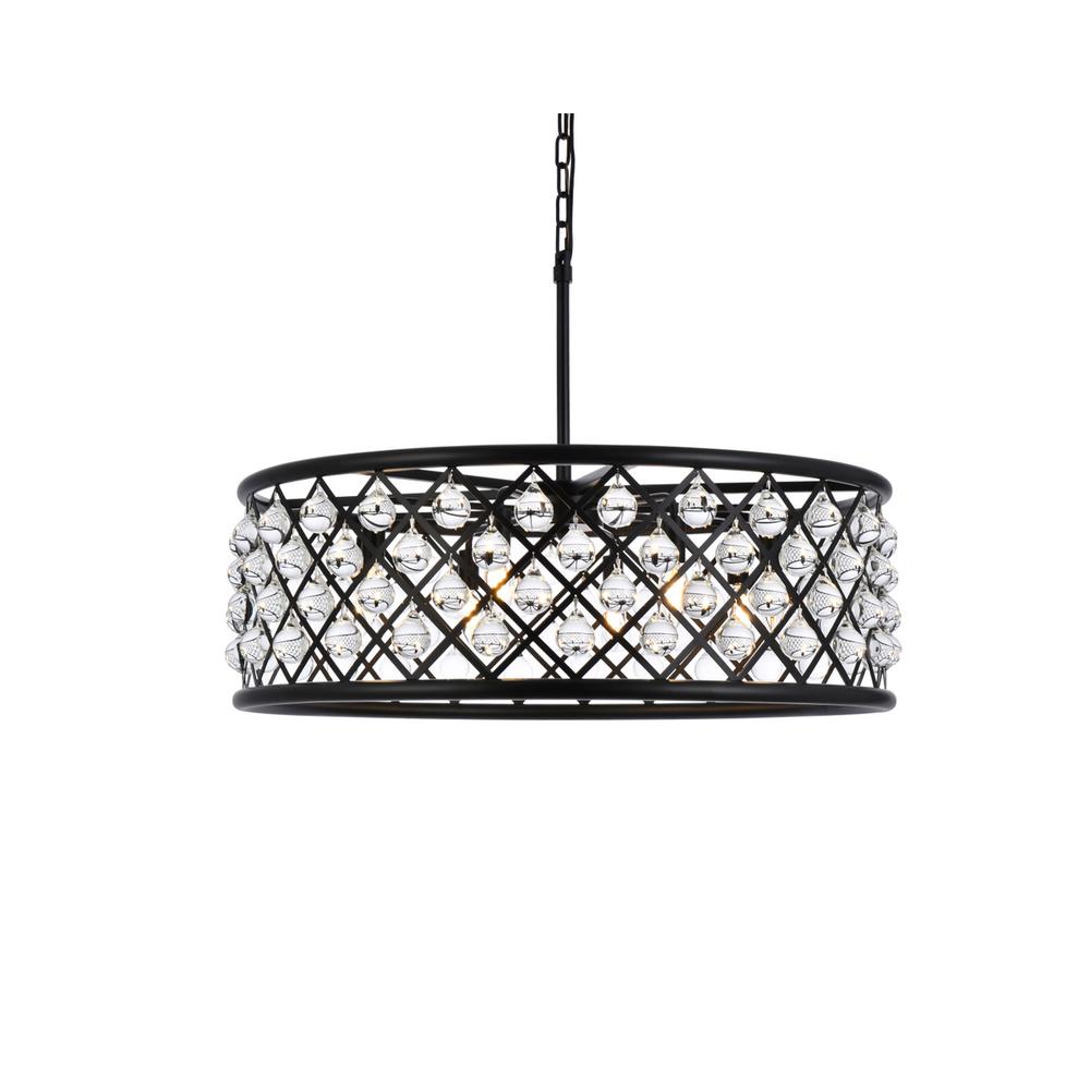 Madison 8 light Matte Black Chandelier Clear Royal Cut Crystal. Picture 2