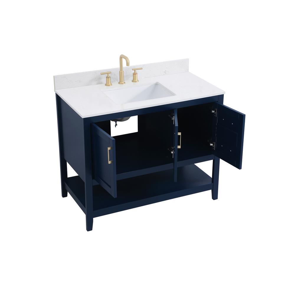 42 inch Single Bathroom Vanity in Blue with Backsplash. Picture 9