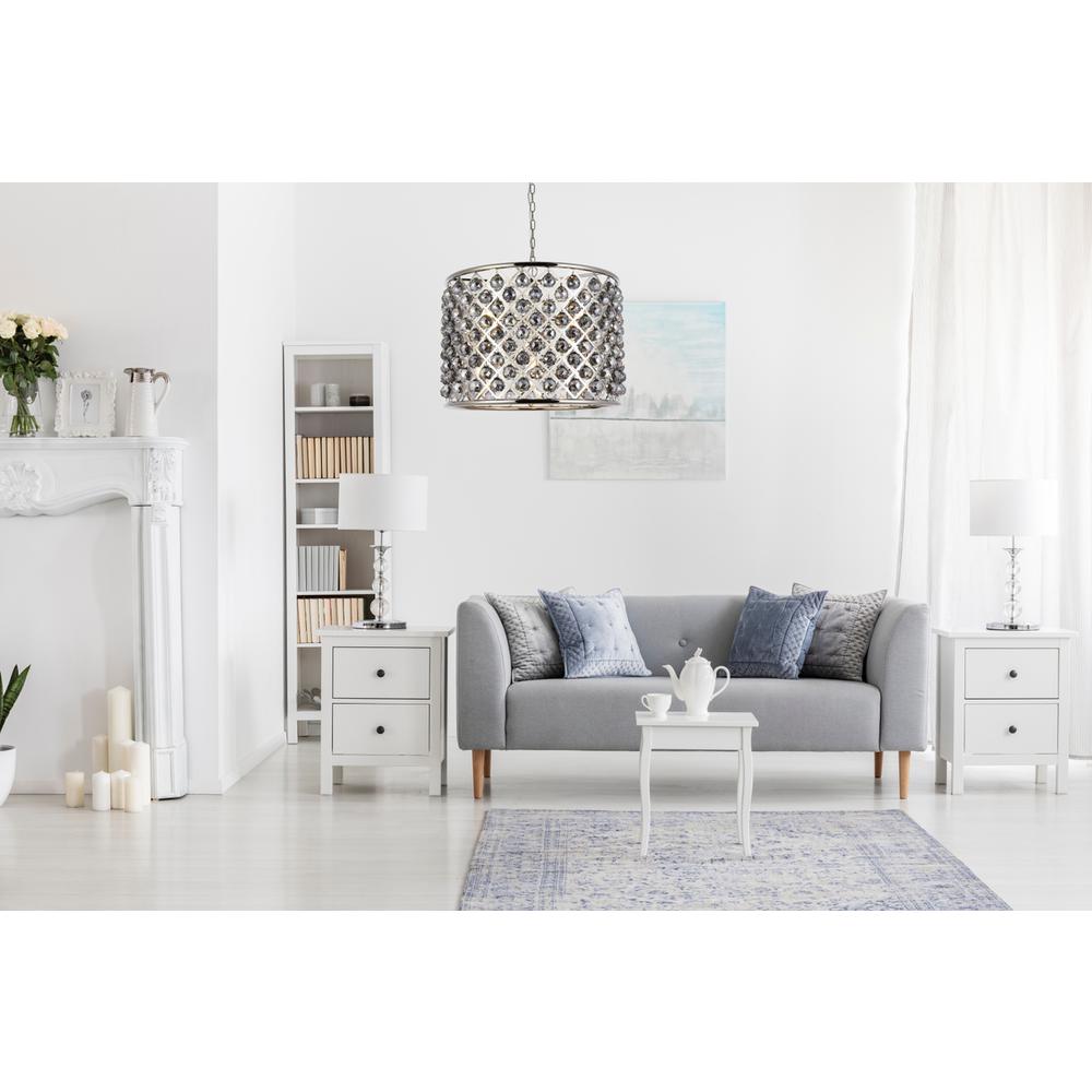 Madison 8 light polished nickel Chandelier Silver Shade (Grey) Royal Cut Crystal. Picture 8