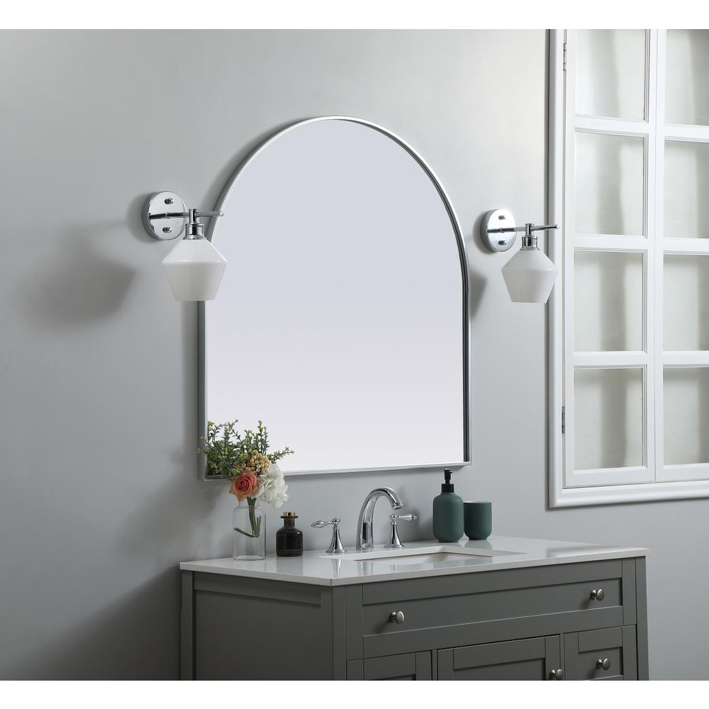 Metal Frame Arch Mirror 36x36 Inch in Silver. Picture 2