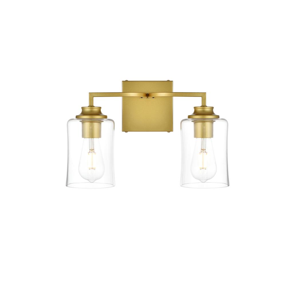Ronnie 2 light Brass and Clear Bath Sconce. Picture 1