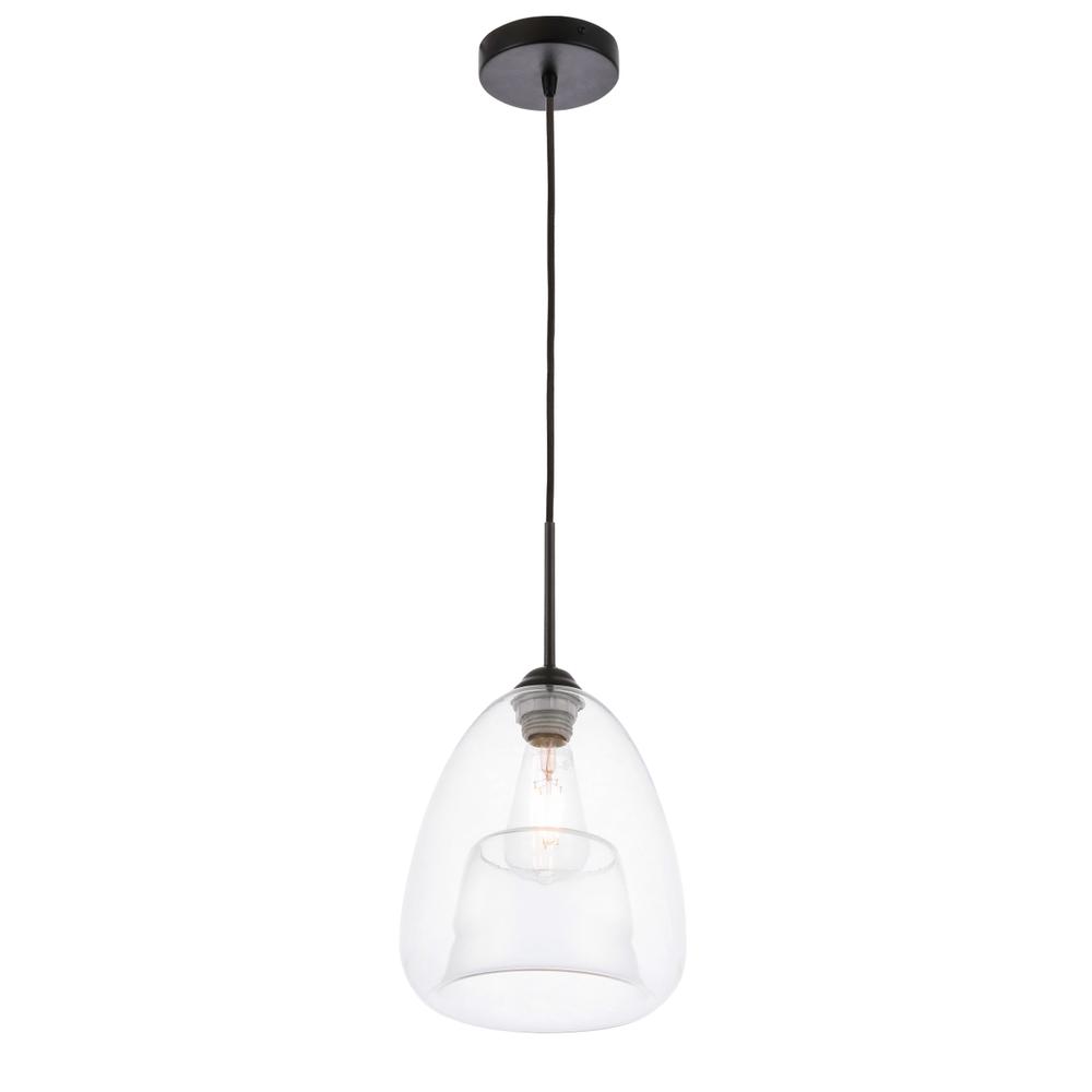 Kason 1 light Black and Clear glass pendant. Picture 1