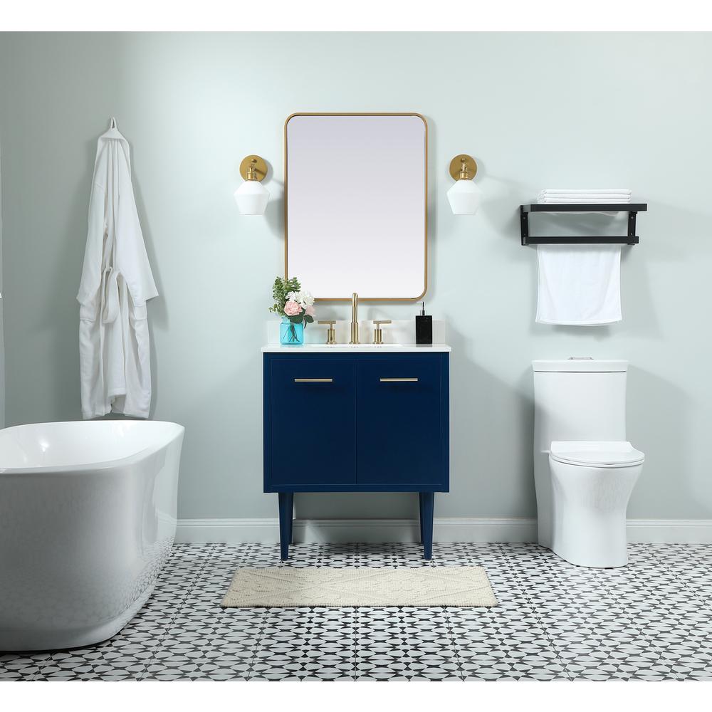 30 inch Single bathroom vanity in blue with backsplash. Picture 4