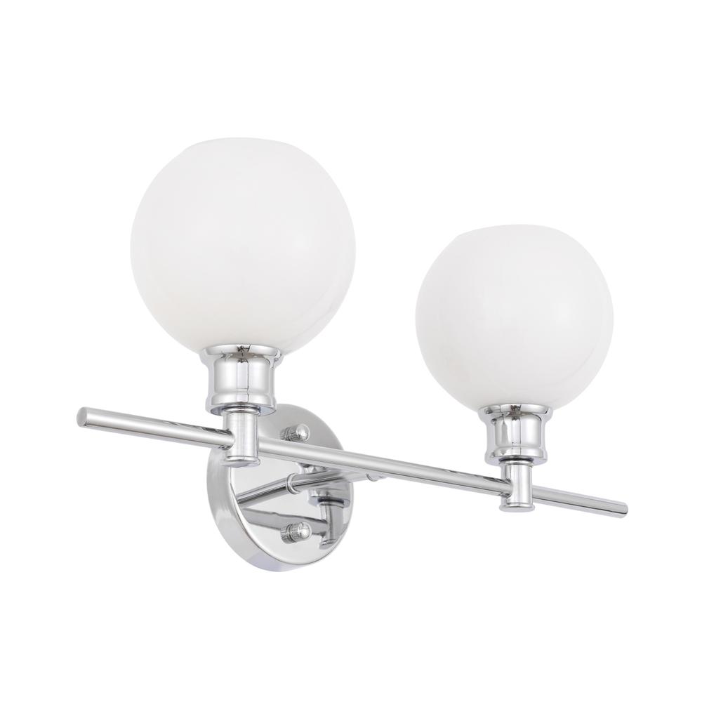 Collier 2 light Chrome and Frosted white glass Wall sconce. Picture 8