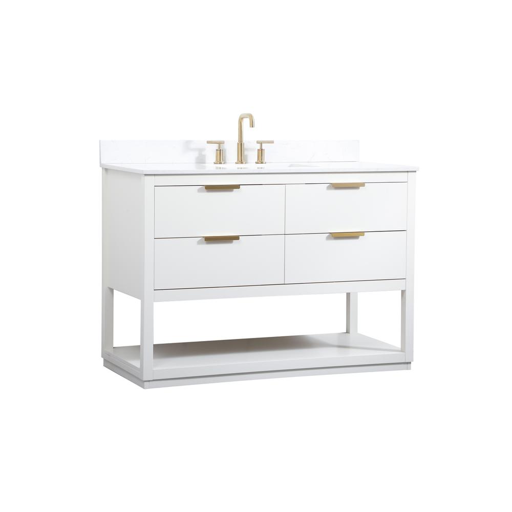 48 inch Single bathroom vanity in white with backsplash. Picture 7