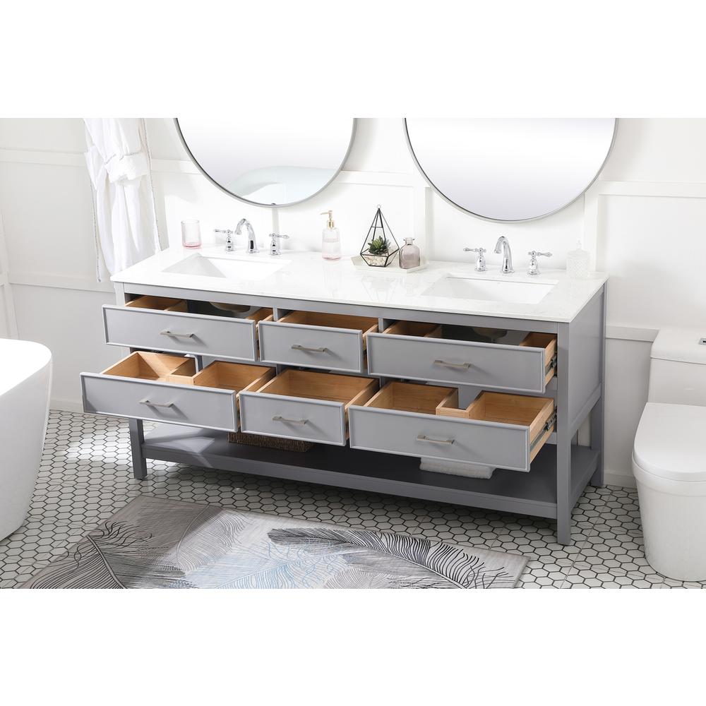 72 inch double bathroom vanity in gray. Picture 3