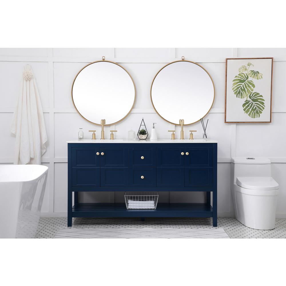 60 inch Single Bathroom Vanity in Blue. Picture 4