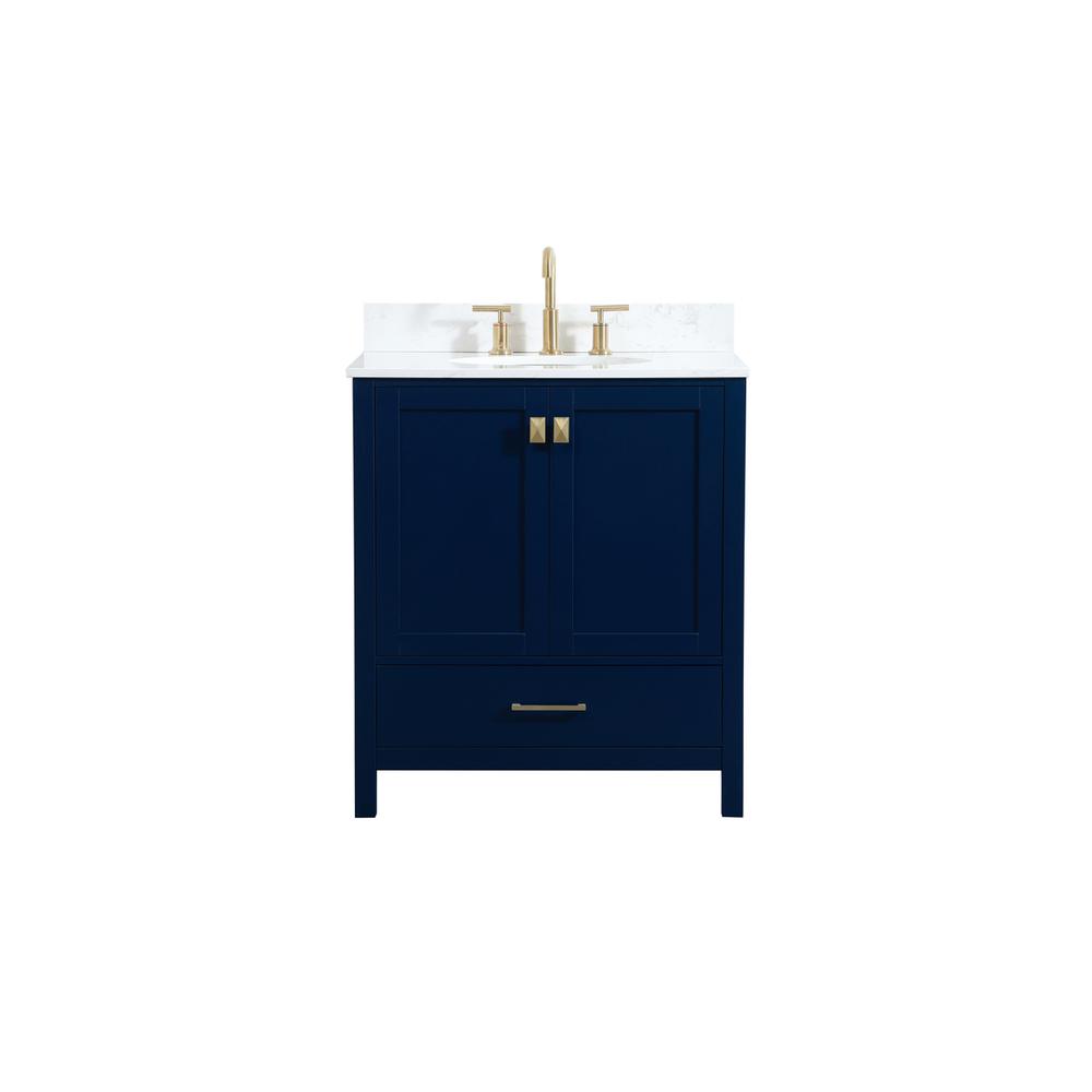30 inch Single bathroom vanity in blue with backsplash. Picture 1