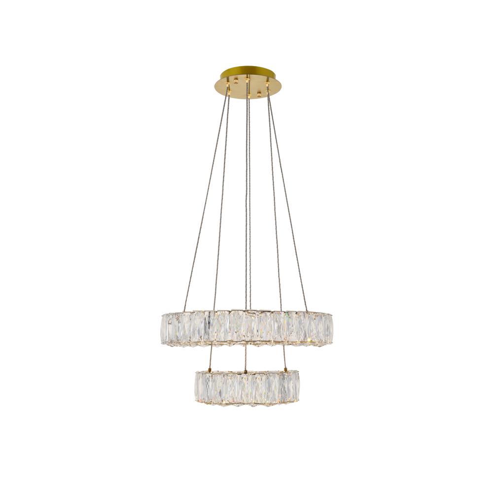 Monroe Integrated LED chip light gold Pendant Clear Royal Cut Crystal. Picture 1